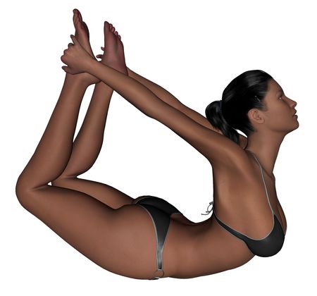 Photo of young woman exercising yoga practices - Bow Poseの写真素材