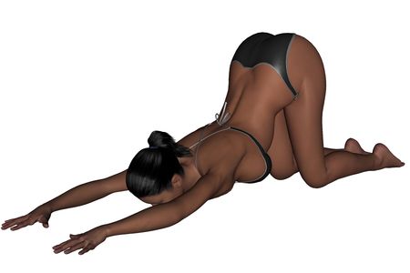 Photo of young woman exercising yoga practices - Extended Puppy Poseの写真素材