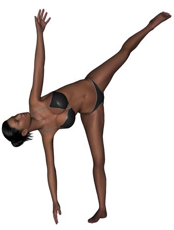 Photo of young woman exercising yoga practices - Half Moon Poseの写真素材