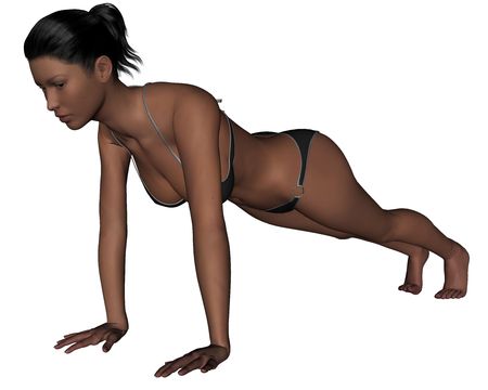 Photo of young woman exercising yoga practices - Plank Poseの写真素材