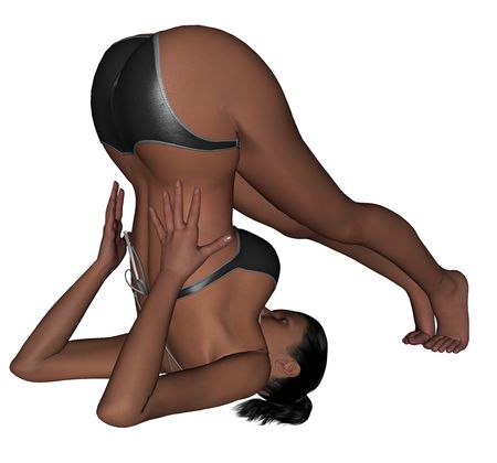 Photo of young woman exercising yoga practices - Pow Poseの写真素材