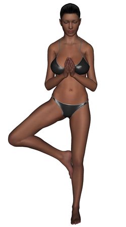 Photo of young woman exercising yoga practices - Tree Poseの写真素材