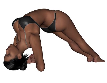 Photo of young woman exercising yoga practices - Bridge Poseの写真素材