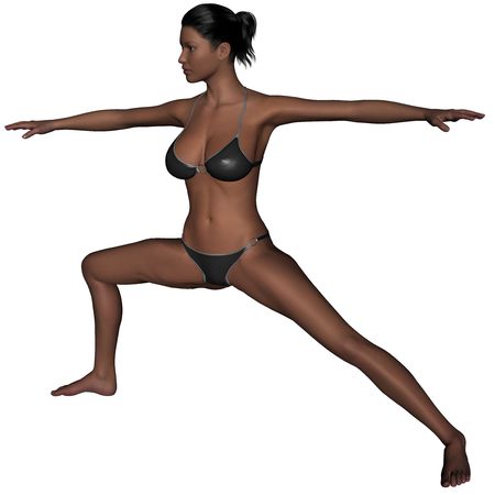 Photo of young woman exercising yoga practices - Warrior Poseの写真素材