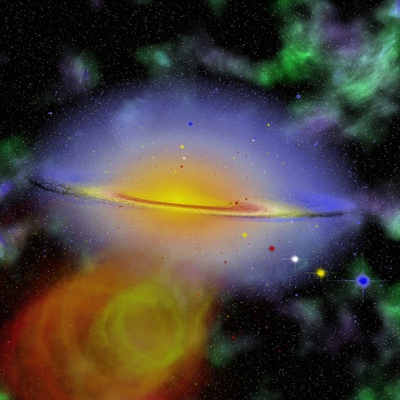 Digitally Rendered Background - Colorful Planets and Starsの写真素材