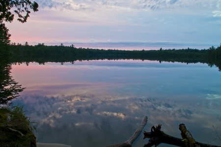 Sunset after Rainstorm reflection in the lakeの写真素材