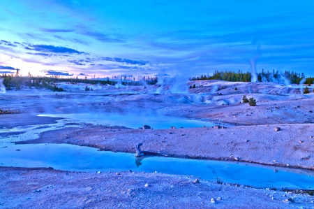 Spectacular Shot of Norris Geyser Basin after sunset