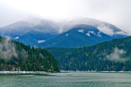 Lake Mills as seen from Glines Canyon Damの写真素材