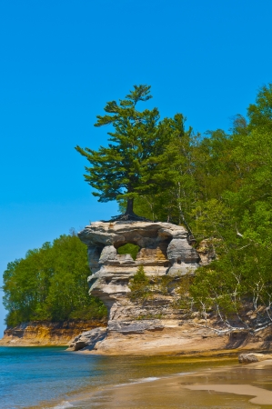 Chapel Rock on the trail to Mosquito Beach in Pictured Rock National Lakeshore の写真素材