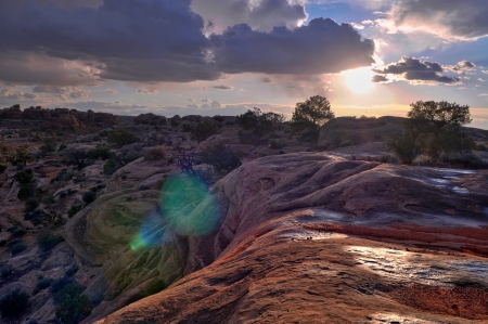 Stormy Sky over Needles District Canyonlands National Park の写真素材