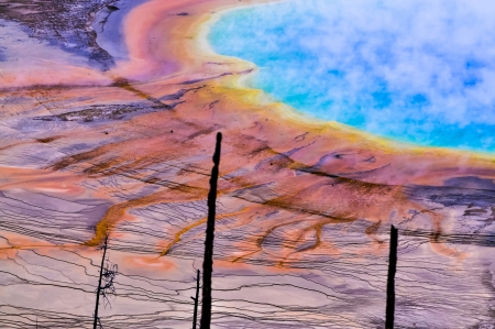 Grand Prismatic Geyser at Sunset photographed from the Hillの写真素材