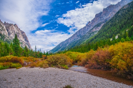 Dramatic Sky over Beautiful Cascade Canyon - Grand Tetonsの写真素材
