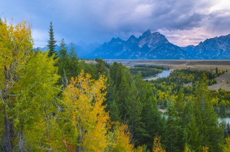 Snake River Overlook at Grand Teton National Park near Jackson, Wyomingの写真素材