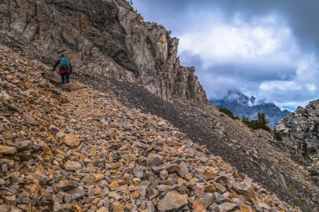 Mountain Pass between Paintbrush and Cascade Canyonの写真素材