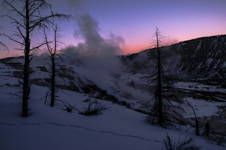 Beautiful Winter Sunset in Yellowstoneの写真素材