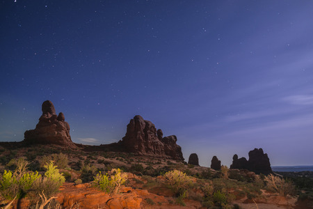 Windows Formation at Night - Arches National Park の写真素材