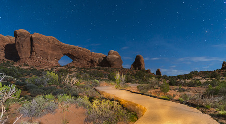 Windows Formation at Night - Arches National Park の写真素材