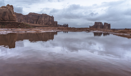 Rainstorm in the Arches National Park Utahの写真素材