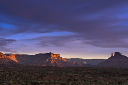 Route 128 Castle Valley near Moab Utah - colorful sunset の写真素材