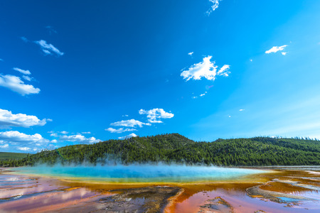 Grand Prismatic wide angle shot as seen from the boardwalkの写真素材
