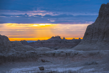 Beautiful Sunset in Badlands National Park South Dakotaの写真素材