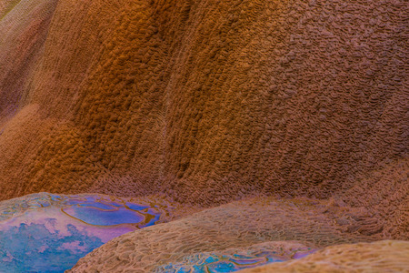 Travertine form of limestone deposited by mineral springs,の写真素材