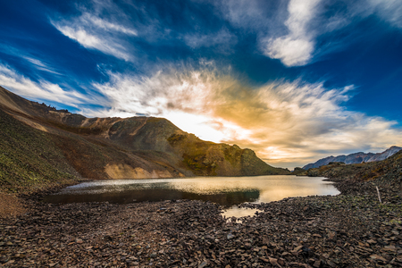 Crystal Lake, at the top of 11,789 foot Ophir Pass,の写真素材