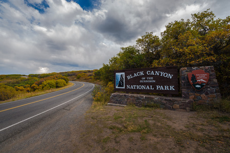 Gunnison, CO. The welcome sign to Black Canyon of the Gunnison National Parkのeditorial素材