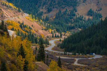 Scenic autumn landscape by Million dollar high way in Coloradoの写真素材