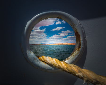 Mooring line Lake Powell Ferry Utah USAの写真素材