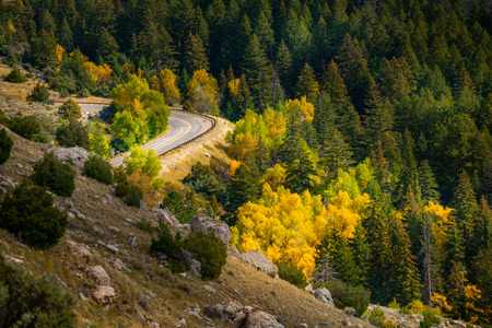 Route 16 Wyoming Ten Sleep Fall Colors の写真素材