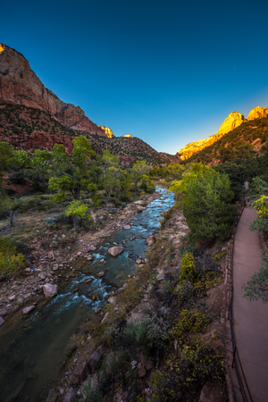 Zion National Park Fall Colors at Sunsetの写真素材
