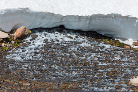 Blue Lake Outlet Melting Snow Colorado Landscape Mt Toll Trailの写真素材