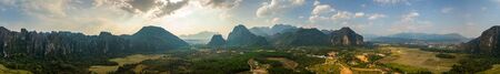 Limestone Karsts Mountains Vang Vieng Laosの写真素材