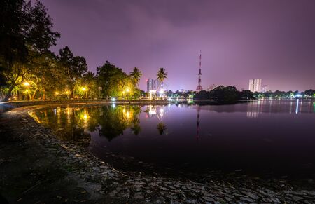 Bay Mau Lake Hanoi Vietnam Beautiful Magenta Evening  の写真素材
