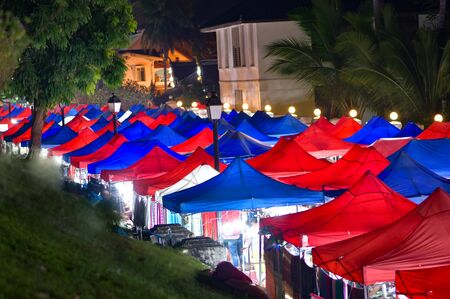 Luang Prabang Night Market Laos Southeast Asiaの写真素材