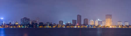 Tay Ho District at night West Lake Hanoi City Vietnamの写真素材