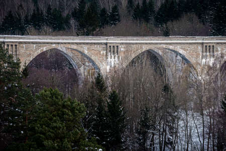 Stanczyki in winter Two historic railway viaducts Northern Poland