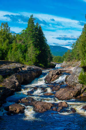 Waterfall Cascades on heddola river Norwayの写真素材