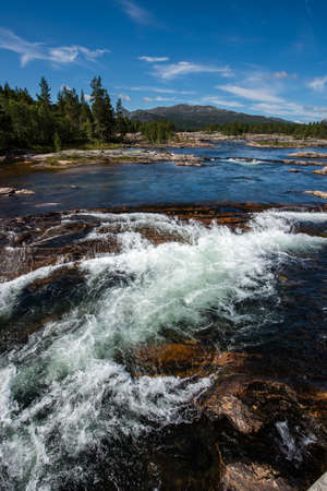 Beautiful landscape around Otra river, Sorlandet and Telemark Norwayの写真素材
