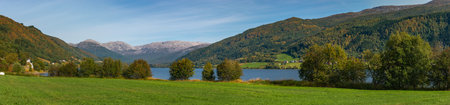 Granvinsvatnet, Norway, Scandinavia, Europe Panoramaの写真素材