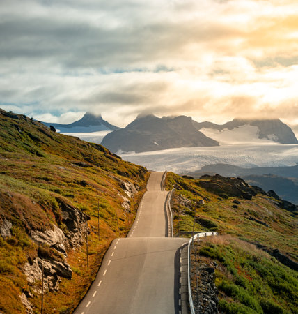 Sognefjellet Scenic Route - Road 55 Norway mountain pass from Lom to Gaupneの写真素材