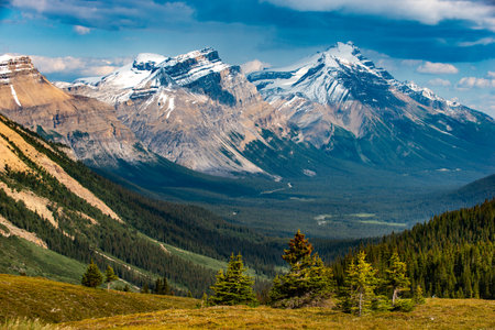 Mount Andromache and Mount Hector from the hiking trail to Helen Lake in Banff National Park, Alberta, Canadaの写真素材