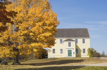 Old grange hall in fall, Maine のeditorial素材