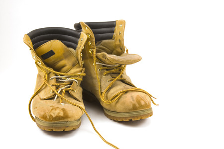  Work boots isolated on white background の写真素材