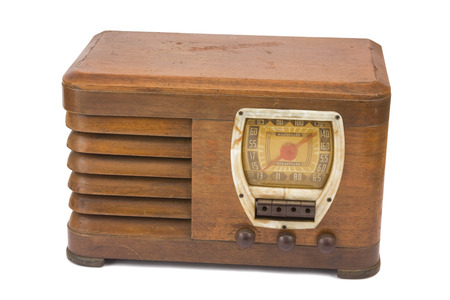 Antique radio on white background の写真素材