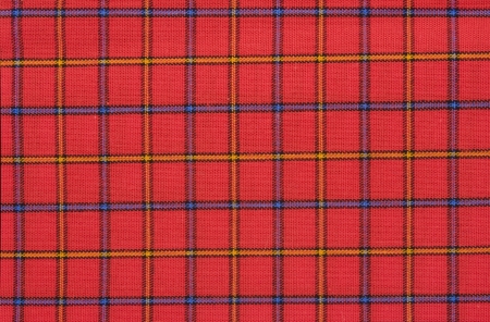 Brightly colored red and blue plaid textile background 