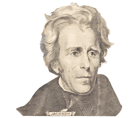 Portrait of Andrew Jackson on white background のeditorial素材