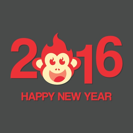 Happy New Year. Year of the Monkey. Vector Illustrationのイラスト素材