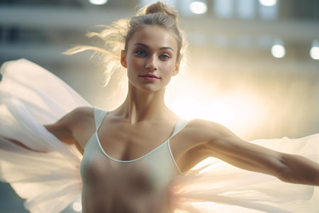 A stunning woman posing in a stylish white topの素材